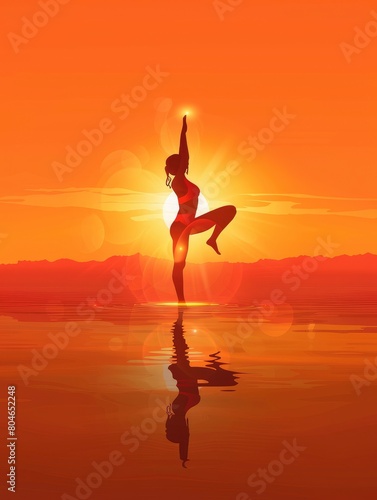 International Yoga Day Poster design background - generative ai
