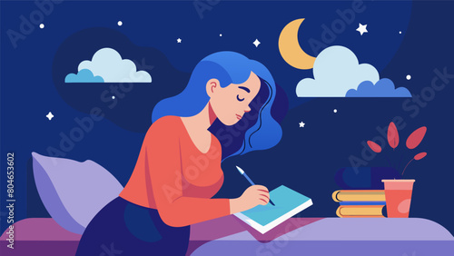 She keeps a dream journal by her bedside and takes a moment to write down any vivid dreams or thoughts that come to her throughout the night..