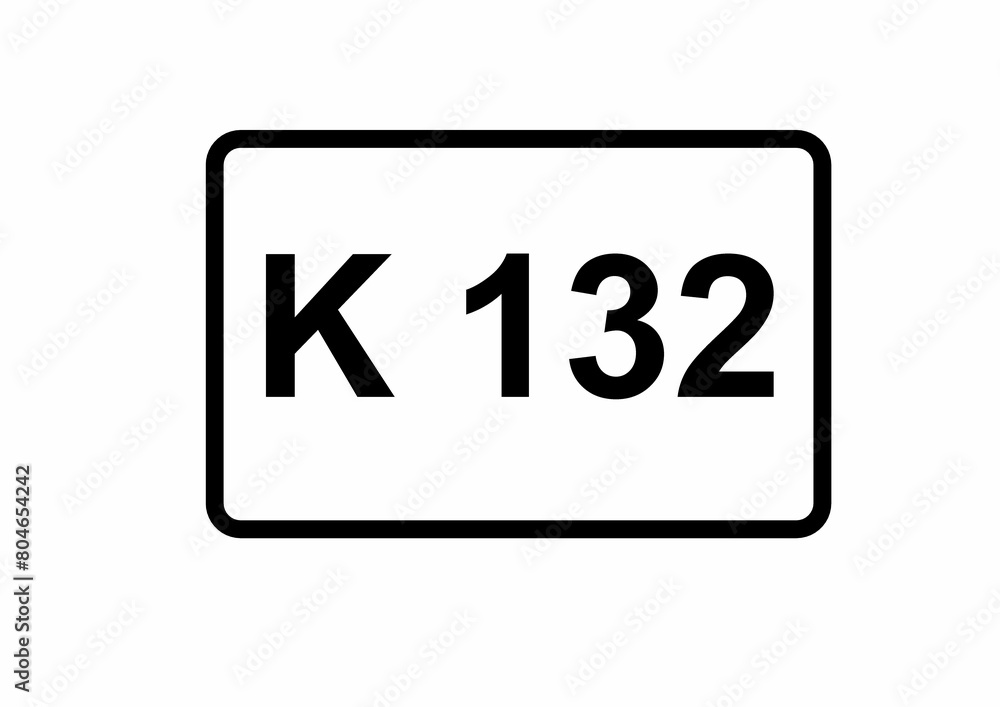 Illustration eines Kreisstraßenschildes der K 132 in Deutschland Illustration eines Kreisstraßenschildes der K 132 in Deutschland