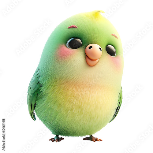 Round Green Violet Lovebird 3D Emoji on Transparent