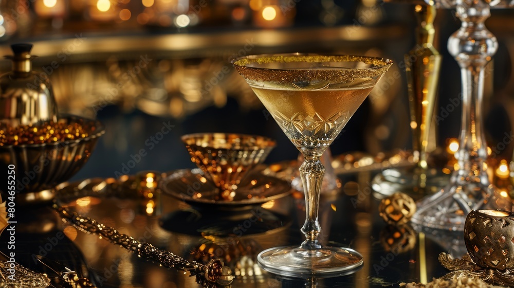 Luxurious Cocktail Hour With Gold Rimmed Glass Luxurious Cocktail Hour With Gold Rimmed Glass