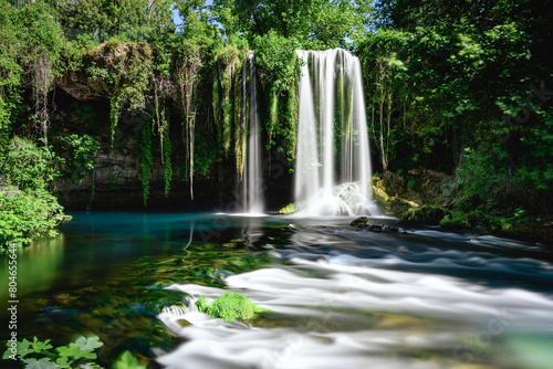 Long exposure image of Duden Waterfall located in Antalya Turkey