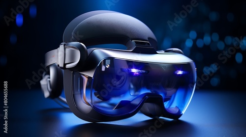 A sleek and intuitive virtual reality headset with immersive displays, precise motion tracking, and ergonomic design, transporting users to virtual worlds with realism. #804655688