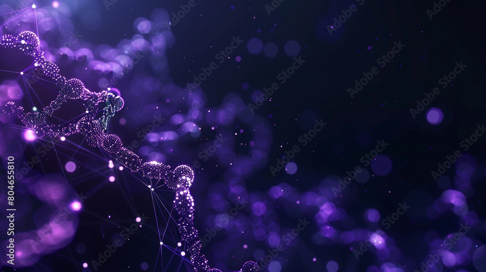 Dark indigo with tiny glowing molecular designs in purple futuristic, interconnected small polygons glowing against a dark background, illustrating advanced technology. Dark indigo with tiny glowing molecular designs in purple futuristic, interconnected small polygons glowing against a dark background, illustrating advanced technology.