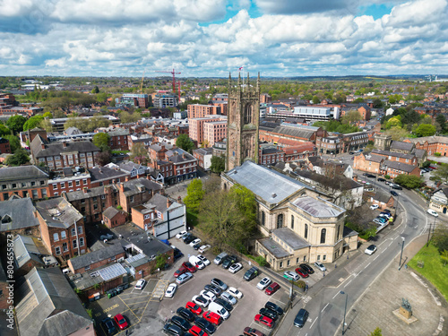 High Angle View of Historical Derby City Centre, England United Kingdom. April 26th, 2024 photo