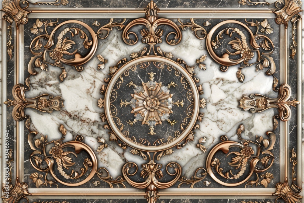 Obraz premium Baroque, barocco ornate marble ceiling non linear reformation design. elaborate ceiling with intricate accents depicting classic elegance and architectural beauty