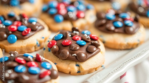 Celebrate Independence Day in the United States with delicious shortbread cookies topped with chocolate candies