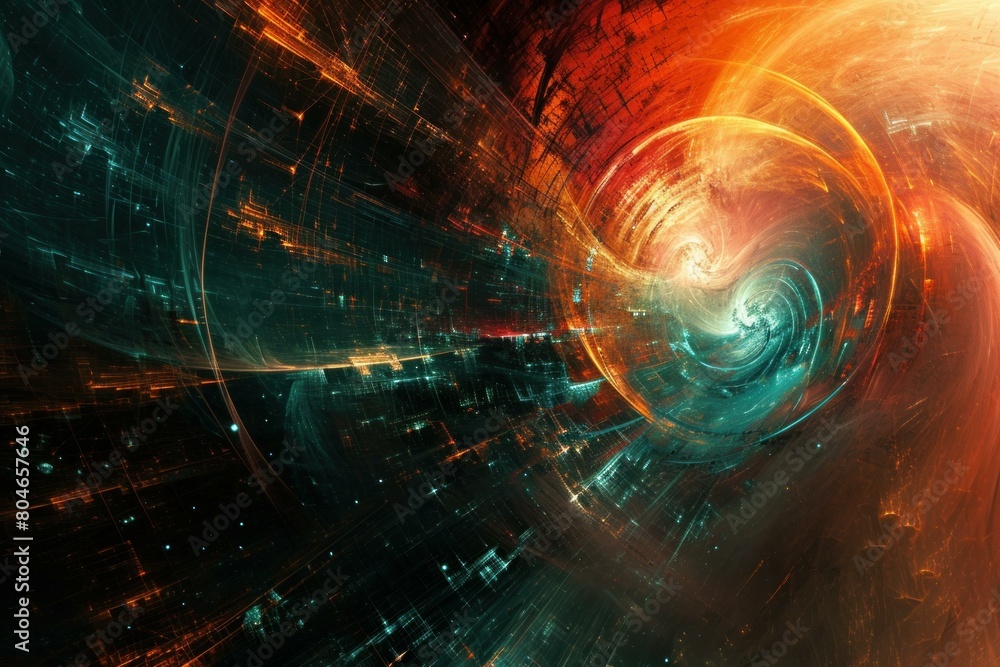 Visionary Abstract futuristic background. Dark neon space. Generate Ai Visionary Abstract futuristic background. Dark neon space. Generate Ai