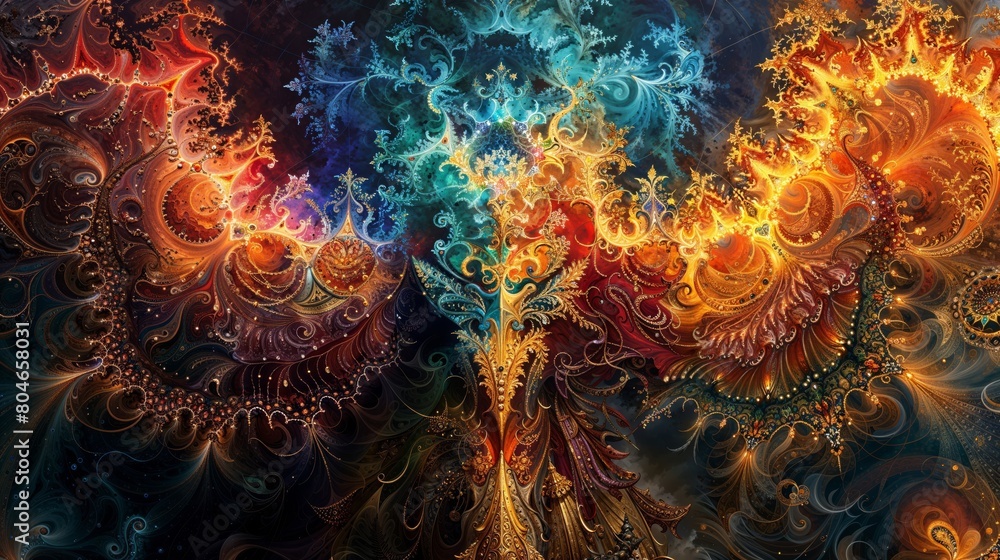 Fiery and Icy Whirls in a Mystical Art Fusion Fiery and Icy Whirls in a Mystical Art Fusion