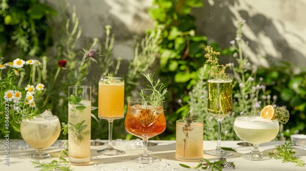 Table Topped With Glasses of Different Drinks Table Topped With Glasses of Different Drinks