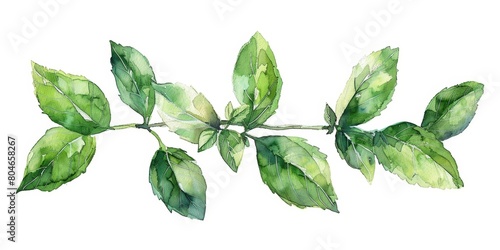 Fresh Mint Leaves Watercolor Design Generative AI © Paul