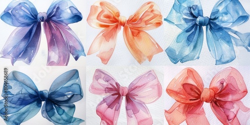 Colorful Decorative Bows for Cards and Invitations Generative AI