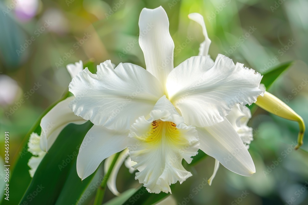 White Cattleya Orchid - A Beautiful Tropical Flowering Plant in Nature's Bloom White Cattleya Orchid - A Beautiful Tropical Flowering Plant in Nature's Bloom