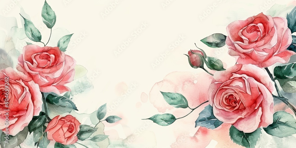 Elegant Watercolor Wedding Invitation with Rose Petals Generative AI