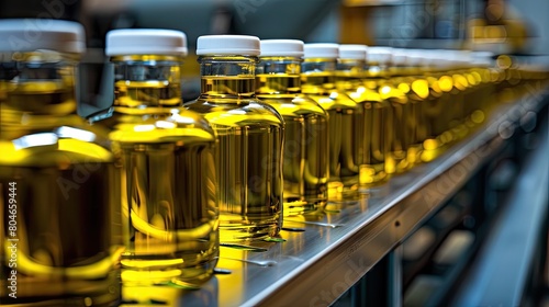 olive oil production in a factory, showcasing the production line where olives are processed into high-quality oil for both the food and cooking oil industries.