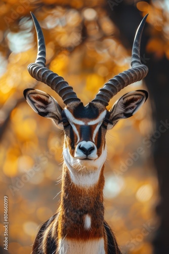 Stunning Blackbuck Antelope in its Natural Habitat. Close-Up Wildlife Shot of a Majestic Cervid photo