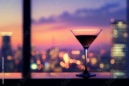 Martini Glass on Table by Window