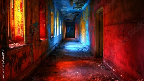 Forgotten Nightmares: Exploring an Eerie Corridor in an Abandoned Mental Hospital. Concept Horror Photography, Creepy Setting, Forgotten Places, Psychological Thrills, Abandoned Buildings © Ян Заболотний