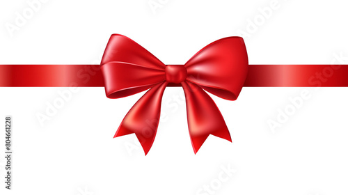red ribbon with bow isolated on transparent background
