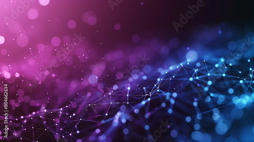 Gradient purple to deep blue with minimal molecular mesh Tiny, sharp-edged polygons gradually transitioning, symbolizing technological evolution. © Aleza