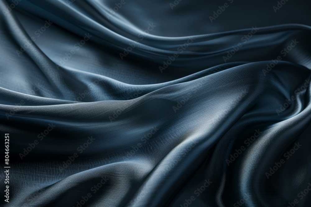 Obraz premium Detailed closeup of a smooth dark blue fabric with subtle light effects