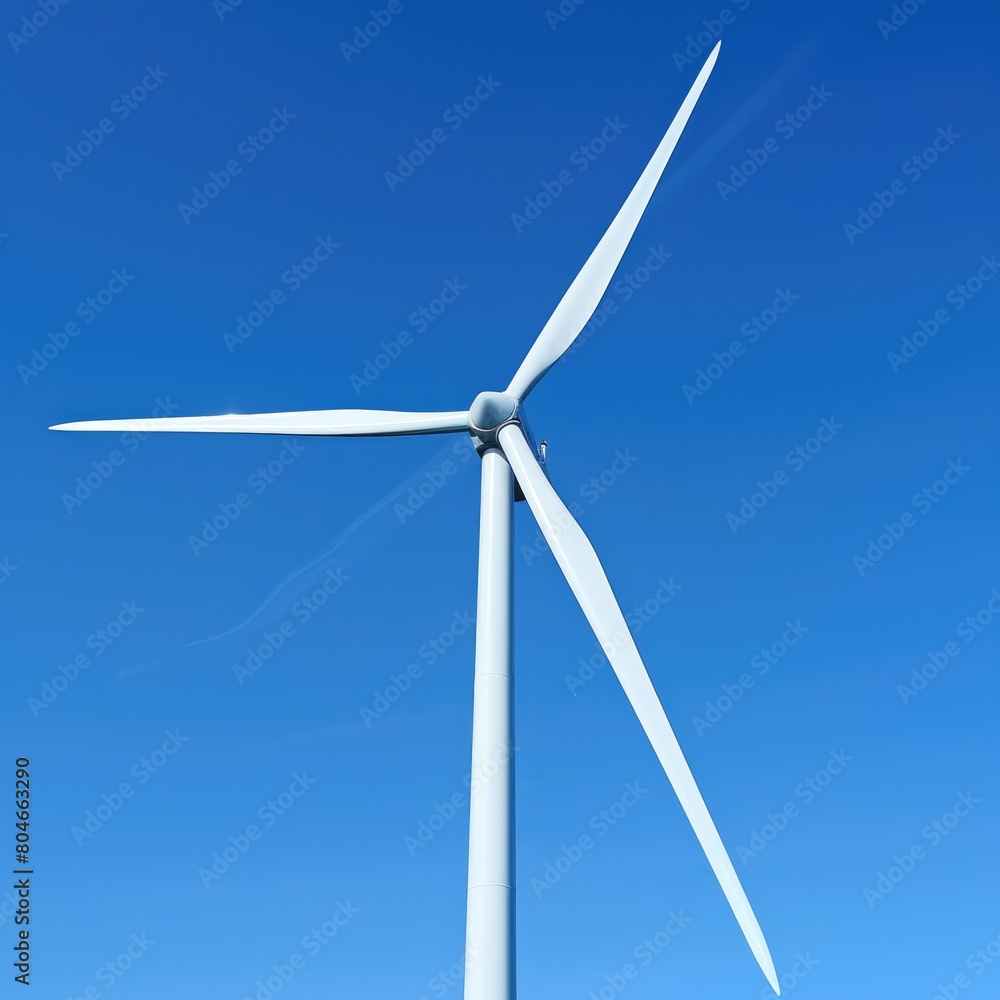 Small Wind Turbine for Residential Energy Generation. Spinning Turbine in Blue Sky Background Small Wind Turbine for Residential Energy Generation. Spinning Turbine in Blue Sky Background
