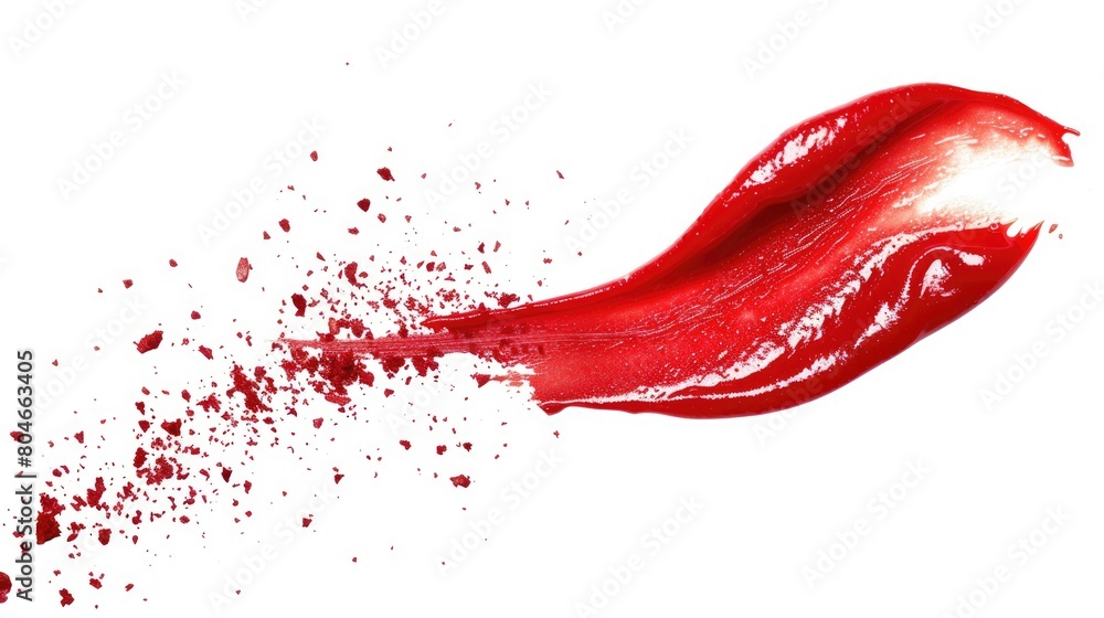 Red Hot Lip Gloss Swatch: A Smudge of Pink and Red Color Sample Isolated on a White Background Red Hot Lip Gloss Swatch: A Smudge of Pink and Red Color Sample Isolated on a White Background