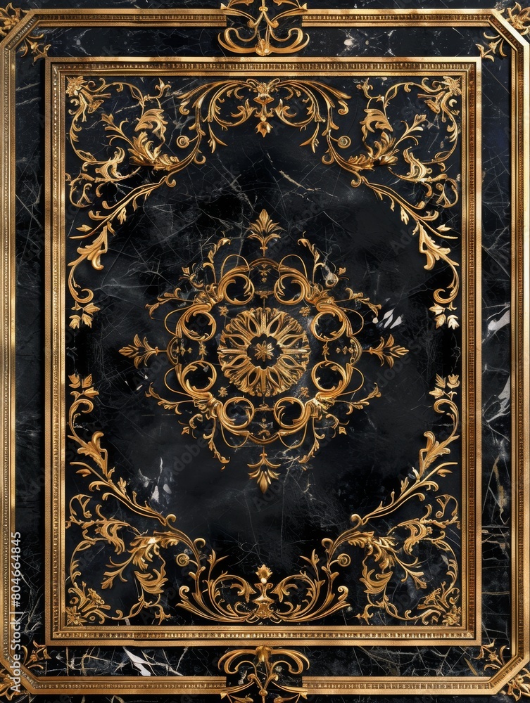 Baroque, barocco ornate gold and marble ceiling non linear reformation design. elaborate ceiling with intricate accents depicting classic elegance and architectural beauty