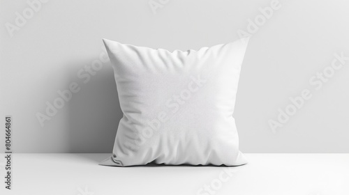 Modern Interior Design: Square White Throw Pillow Mock-up with Clipping Path for Wall Isolated