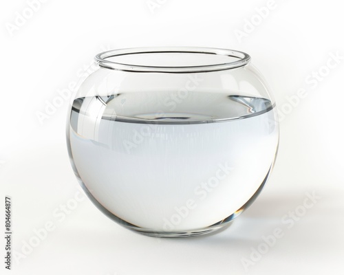 Isolated Empty Fish Bowl on White Square Background - Studio Shot of Aquarium with No People