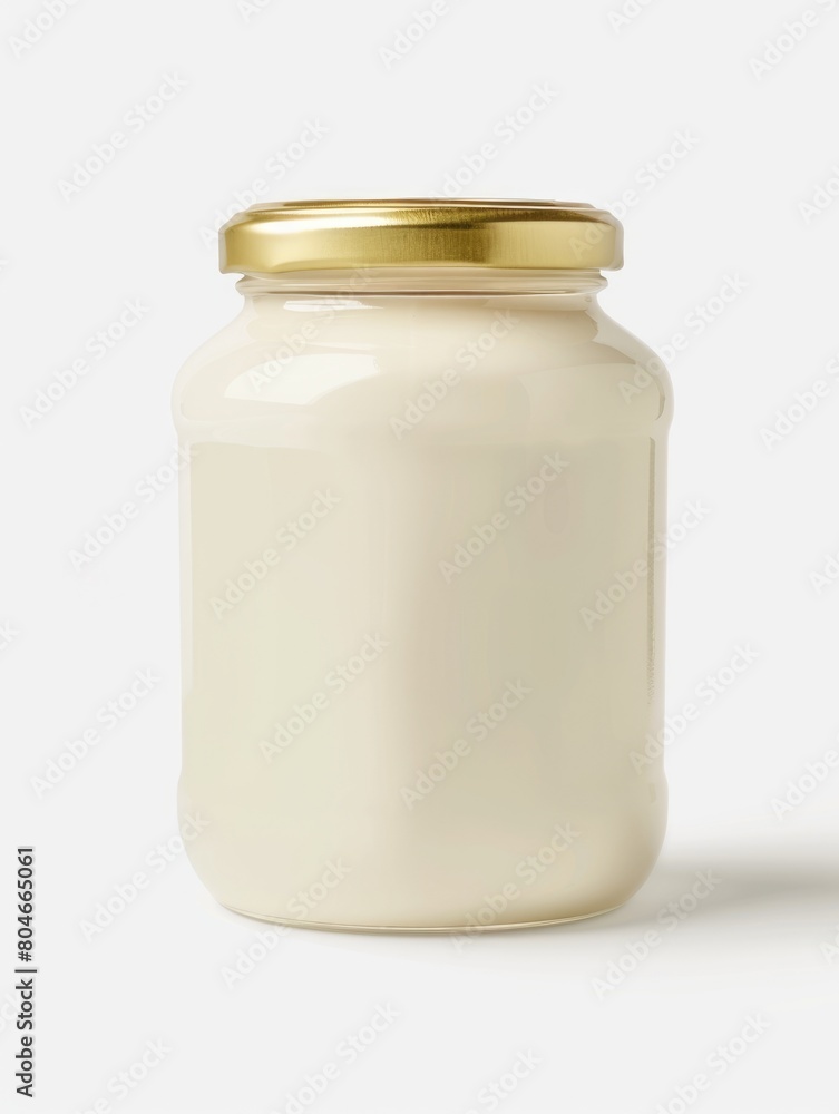 Mayo in Jar with Copy Space. Condiment Container with Blank Label for Food Advertising Mayo in Jar with Copy Space. Condiment Container with Blank Label for Food Advertising