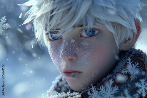 Jack Frost: The Bringer of Winter's Chill. A 3D Rendered Character with Snowy Icy Perfection