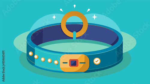 A tingedge collar that uses advanced technology to monitor the air quality and provide pet owners with vital information to protect their beloved. Vector illustration