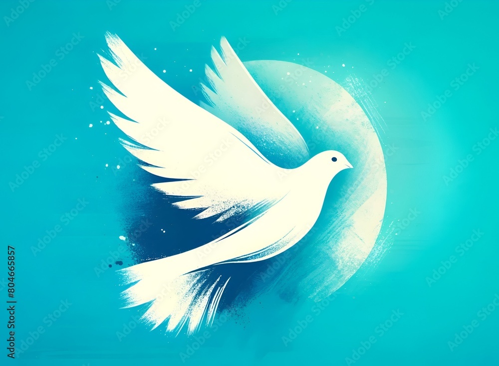 Illustration for whit monday with a stylized white dove in flight. Illustration for whit monday with a stylized white dove in flight.
