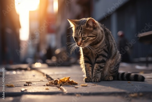 stray cat sitting on the street