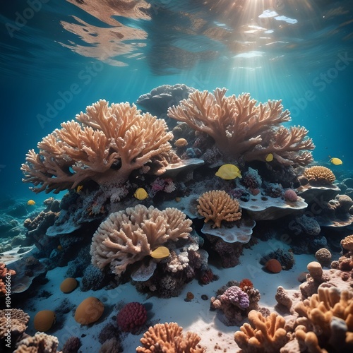 a large coral reef on the ocean floor. 