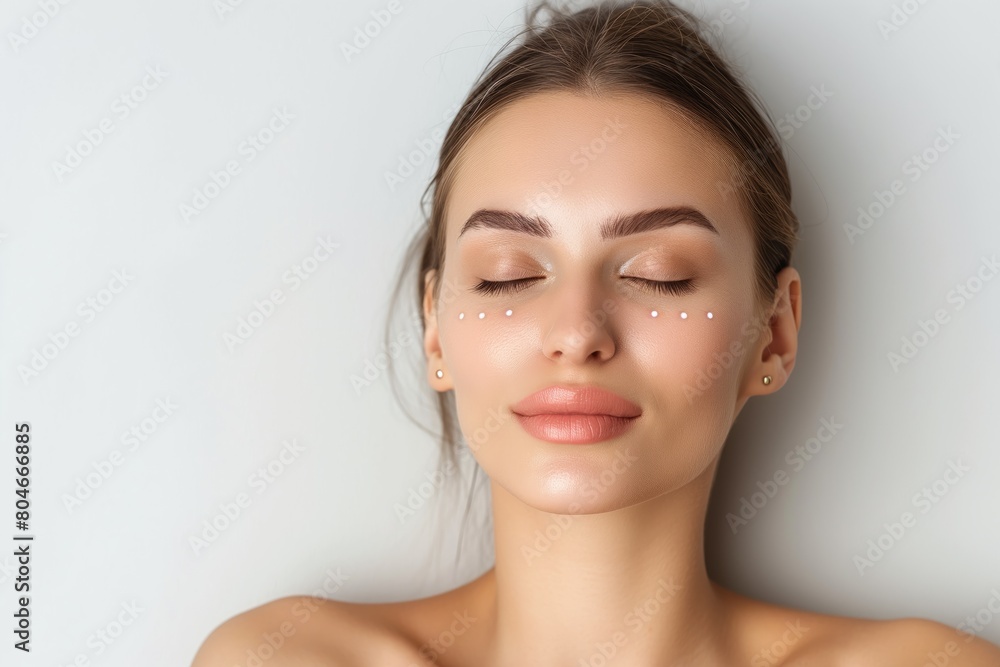 Beautiful young woman with clean fresh skin. Facial treatment. Cosmetology, beauty and spa. Beautiful young woman with clean fresh skin. Facial treatment. Cosmetology, beauty and spa.