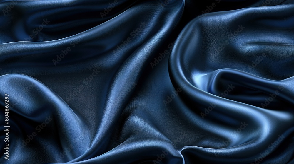 Fototapeta premium A close-up of the blue fabric reveals its soft texture, as it features a very wavy pattern in the center