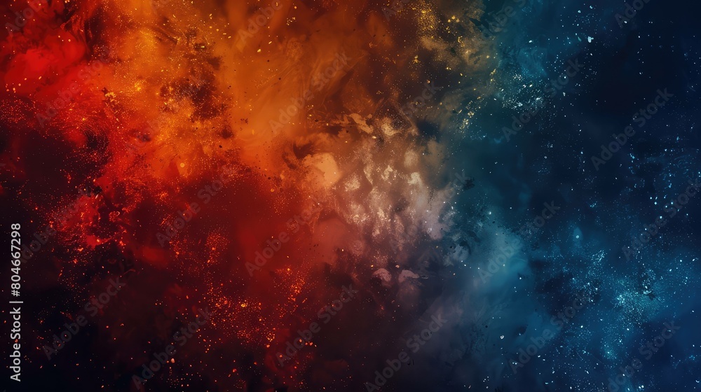 A colorful space background with red and blue swirls