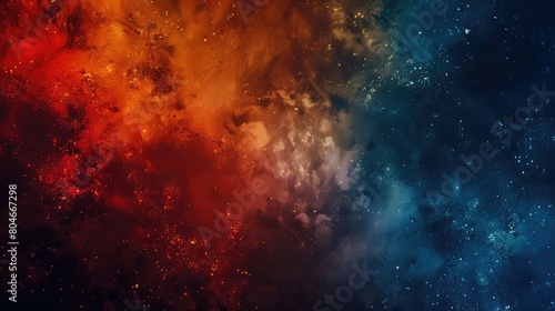 A colorful space background with red and blue swirls