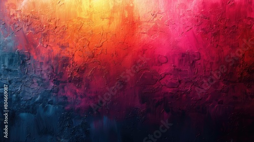 A colorful abstract painting with a blue and orange background