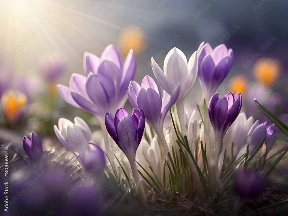 Whispers crocuses. AI generated illustration Whispers crocuses. AI generated illustration