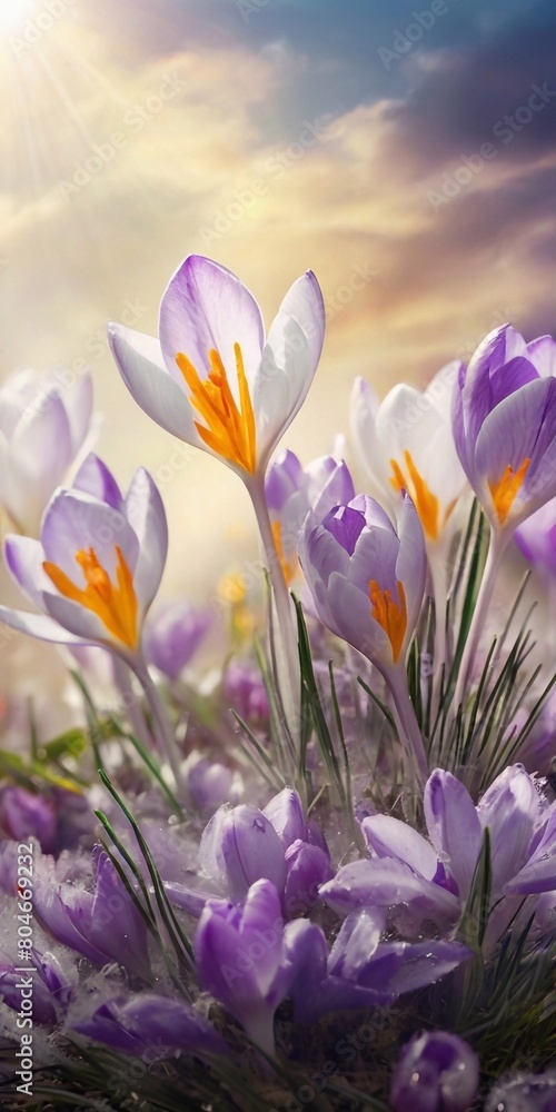 Whispers crocuses. AI generated illustration Whispers crocuses. AI generated illustration
