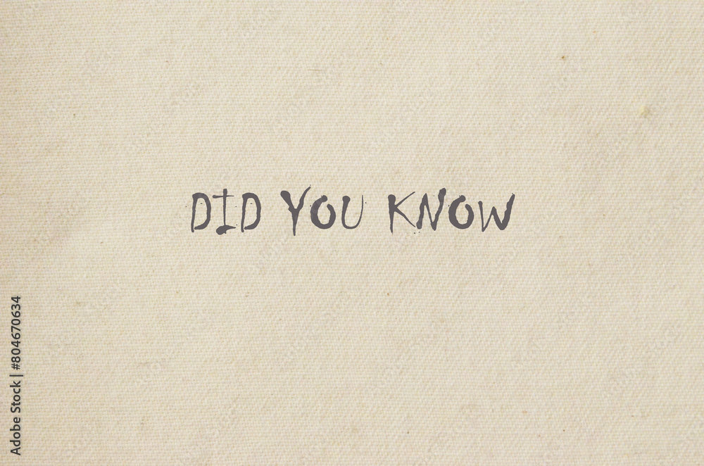 did you know did you know