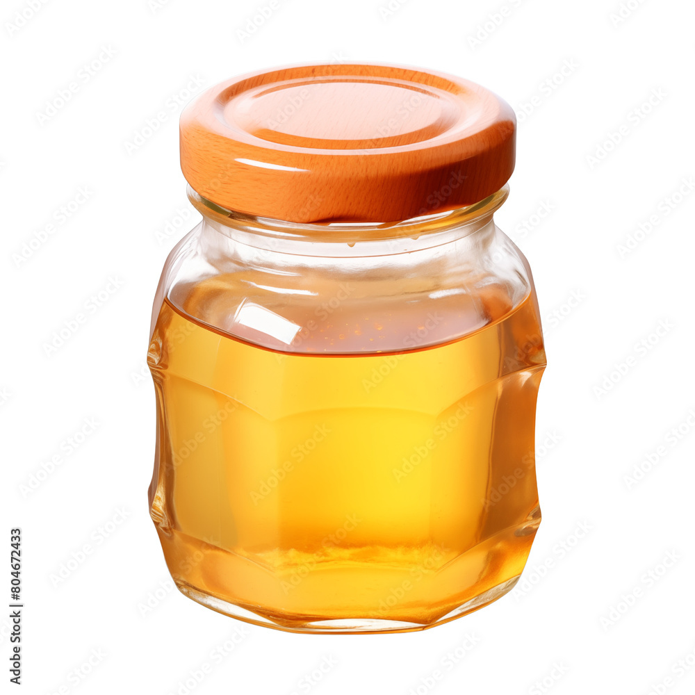 honey glass jar isolated on transparent or white background, png