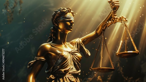 Close up of statue of goddess of justice holding legal scales