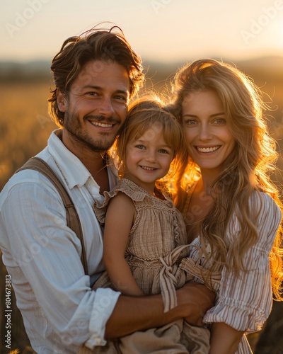 close up portrait of parents and child