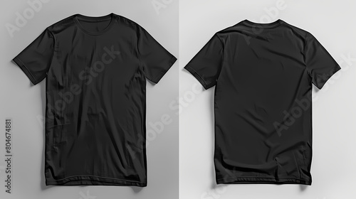 Black T-Shirt Laid Flat on White Background photo