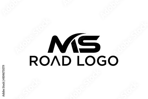 Template logo letter MS with Road  ,for company branding logo