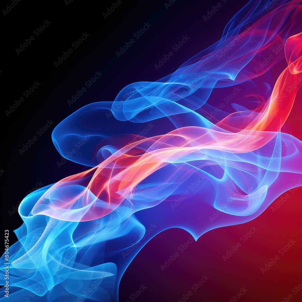 A blue and red flame with a purple background